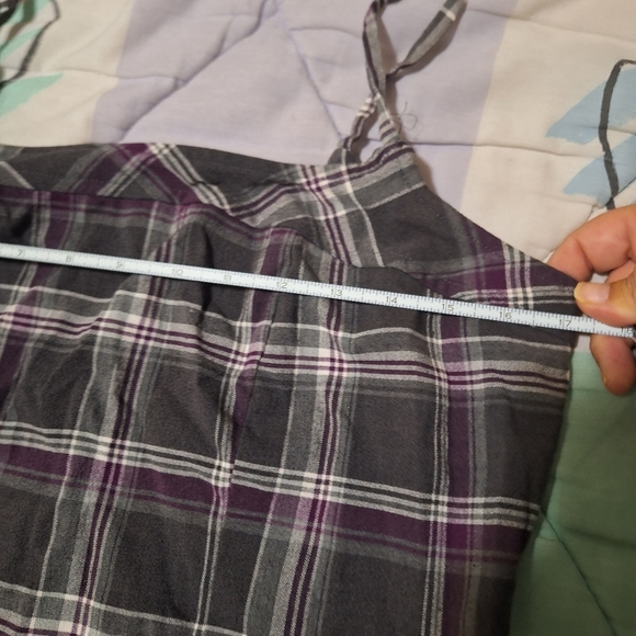 Vtg Y2K Purple Gray Plaid Spaghetti Strap Dress Size 9 Byer Too! California - Picture 4 of 7